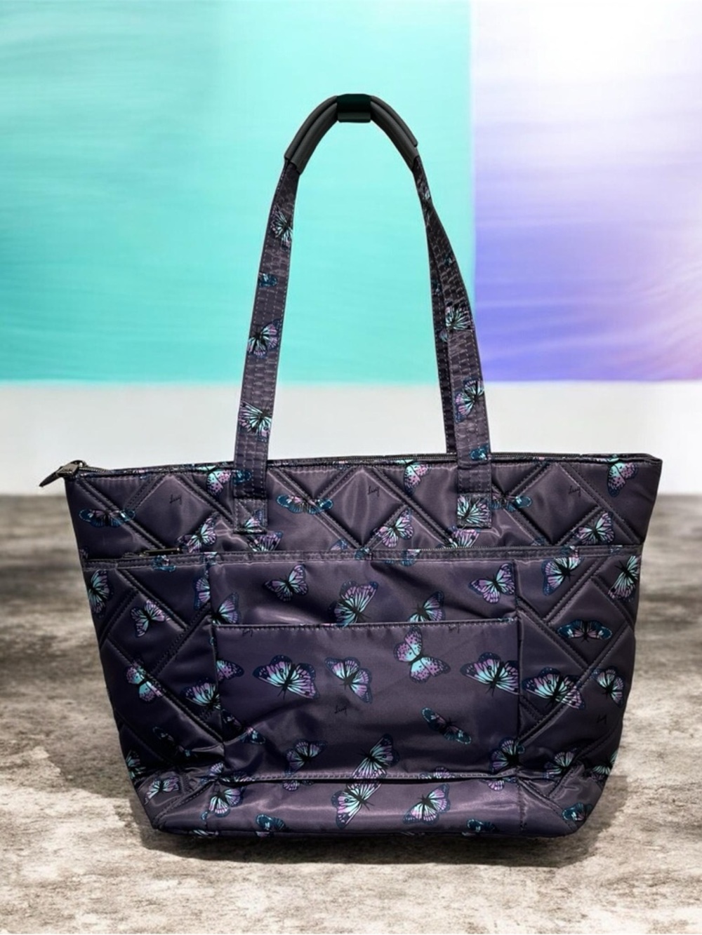 Lug Skyliner Butterfly Quilted Tote Bag - Gray - Picture 7 of 8
